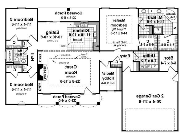 1st Level Floorplan image of The Castle Rock House Plan