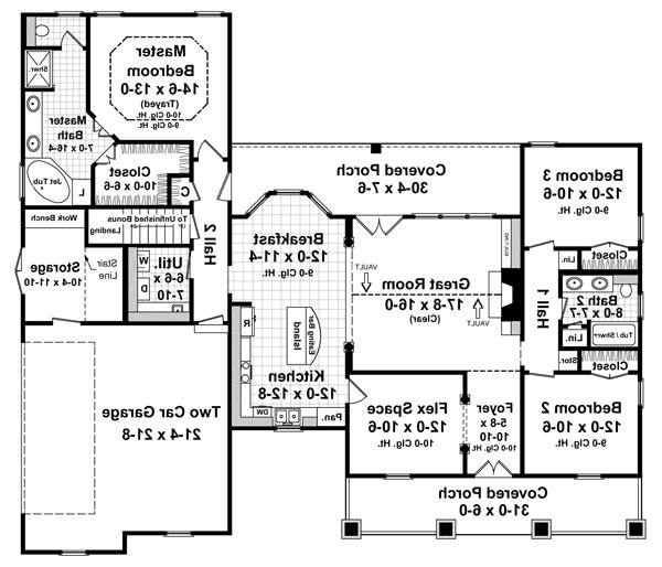 1st Level Floorplan image of The Pecan Orchard House Plan