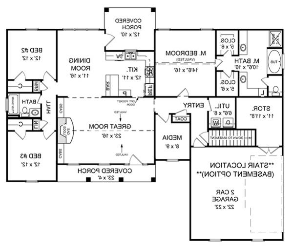 Basement Floorplan image of Mockingbird Hill House Plan