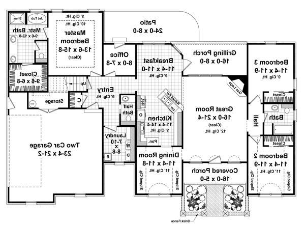 1st Level Floorplan image of The Ridgeland Heights House Plan