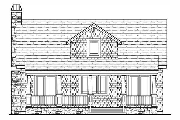 Rear Rendering image of CRAFTSMAN COTTAGE House Plan