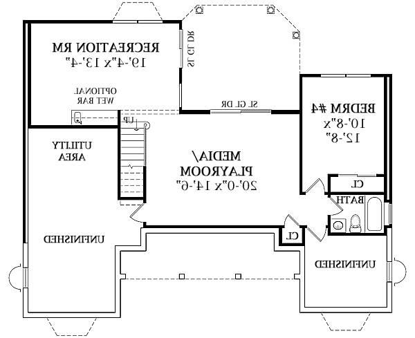 Walk-out Basement Plan image of LEWISBURG RANCH House Plan