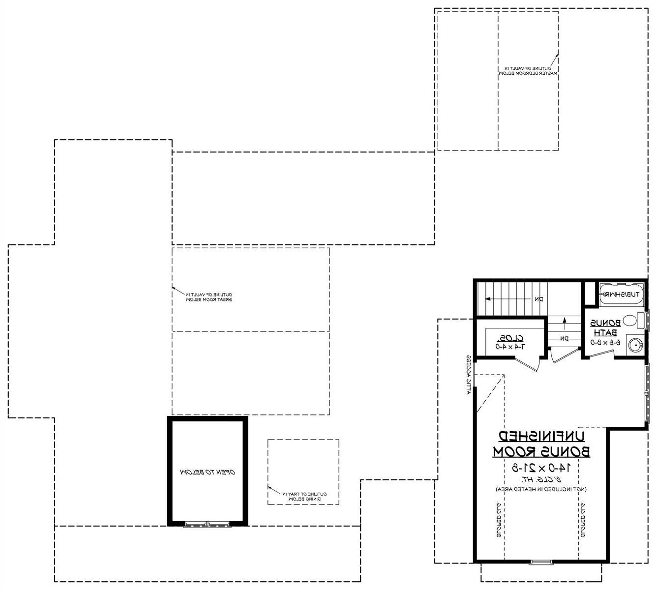 Bonus Room Floor Plan image of Walden House Plan