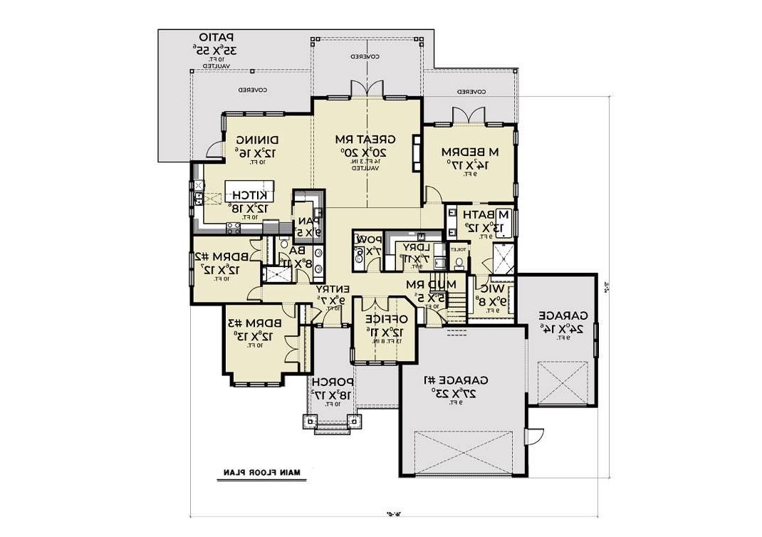1st Floor image of Cont. Farmhouse 851 House Plan