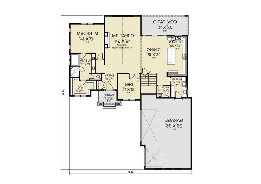1st Floor image of 18-073 Cont. Farmhouse 804 House Plan