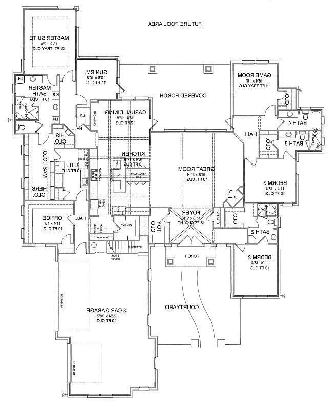 First Floor Plan image of Rose Hill House Plan