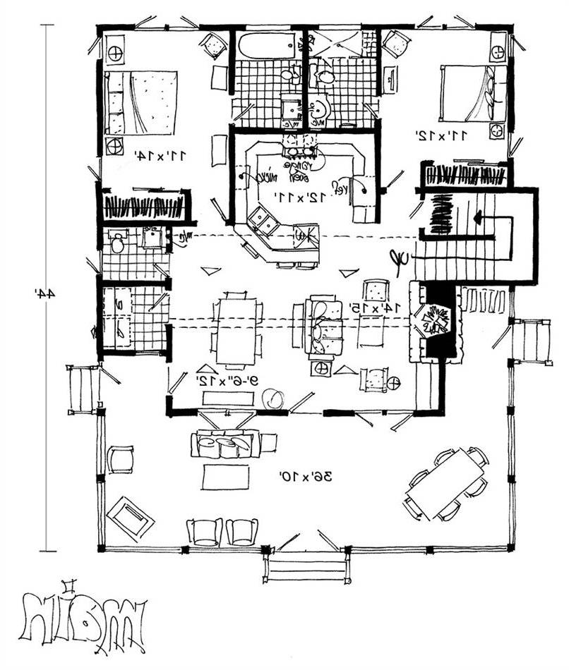 1st Floor Plan image of Bunkhouse II House Plan