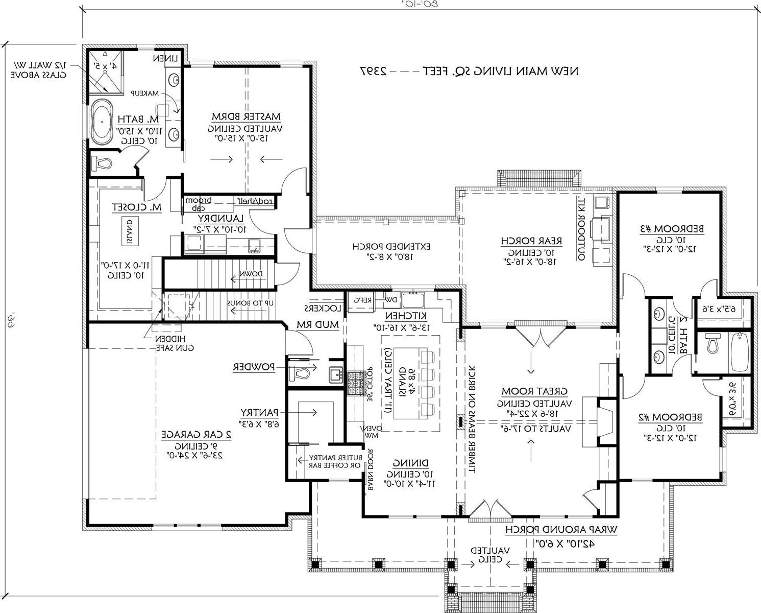 1st Floor w/Basement Stairs image of Cottageville House Plan