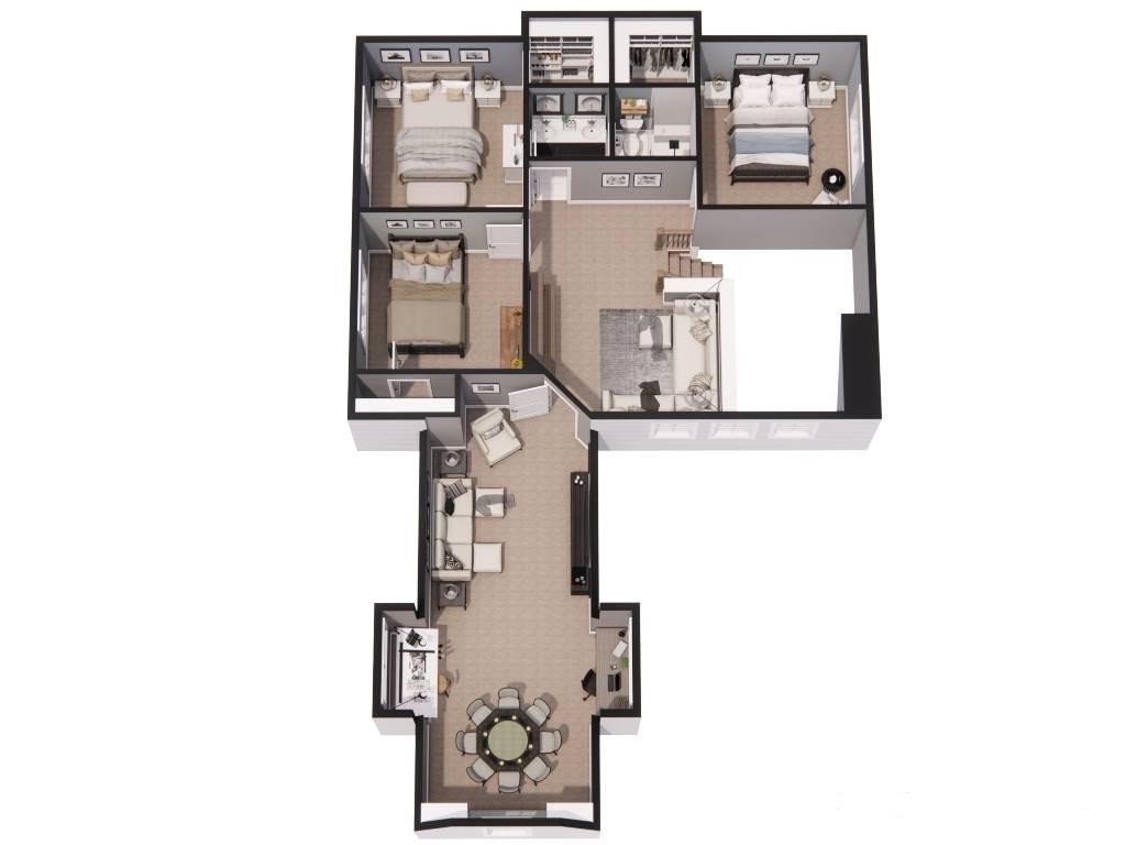 3D Second Floor Plan image of Ellsworth House Plan
