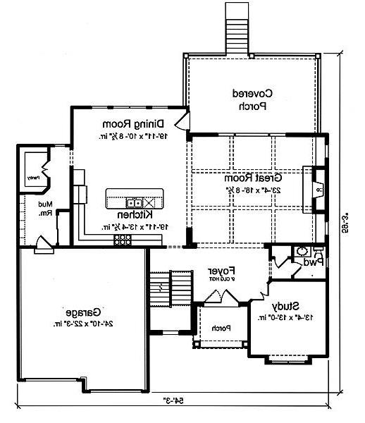 First Floor Plan image of The Applewood House Plan