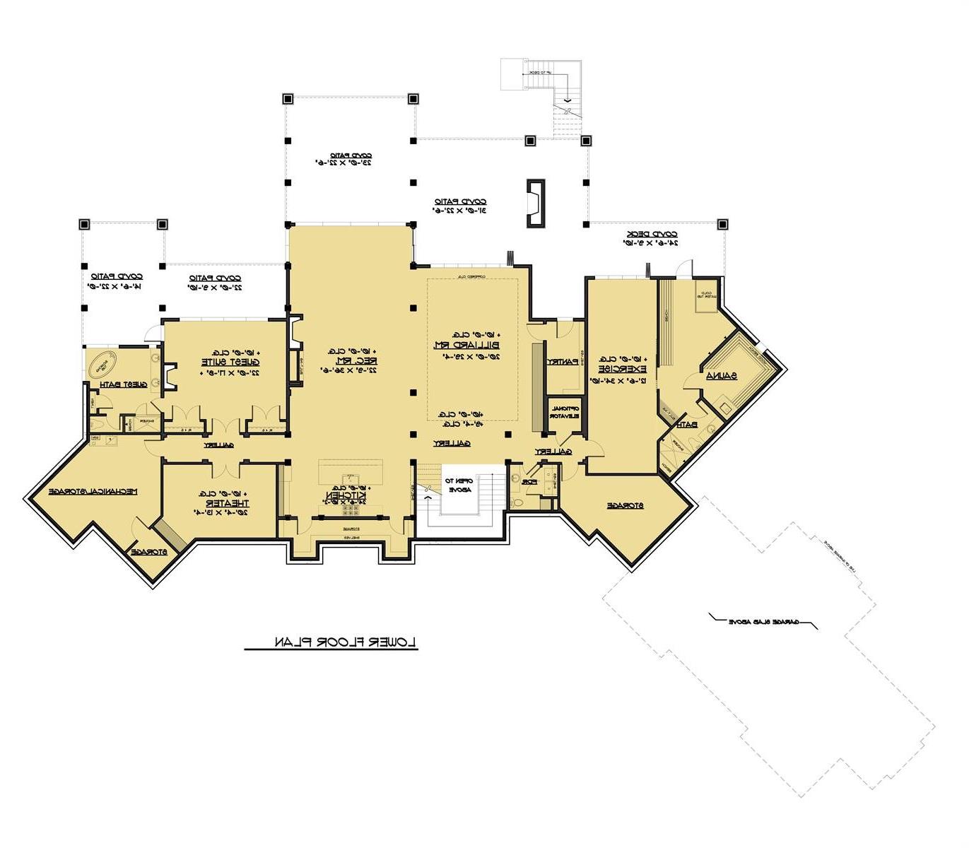 Lower Level Plan image of Aspen Lodge House Plan
